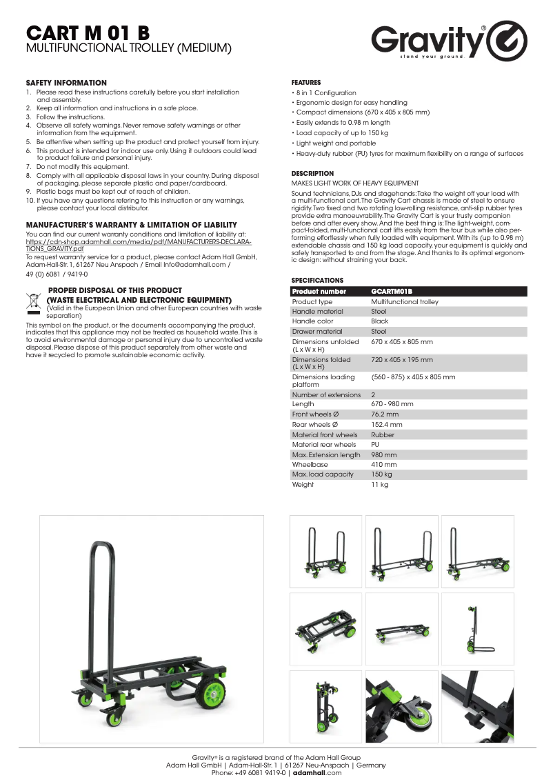 Imagen de la primera página del manual del dispositivo CART M 01 B