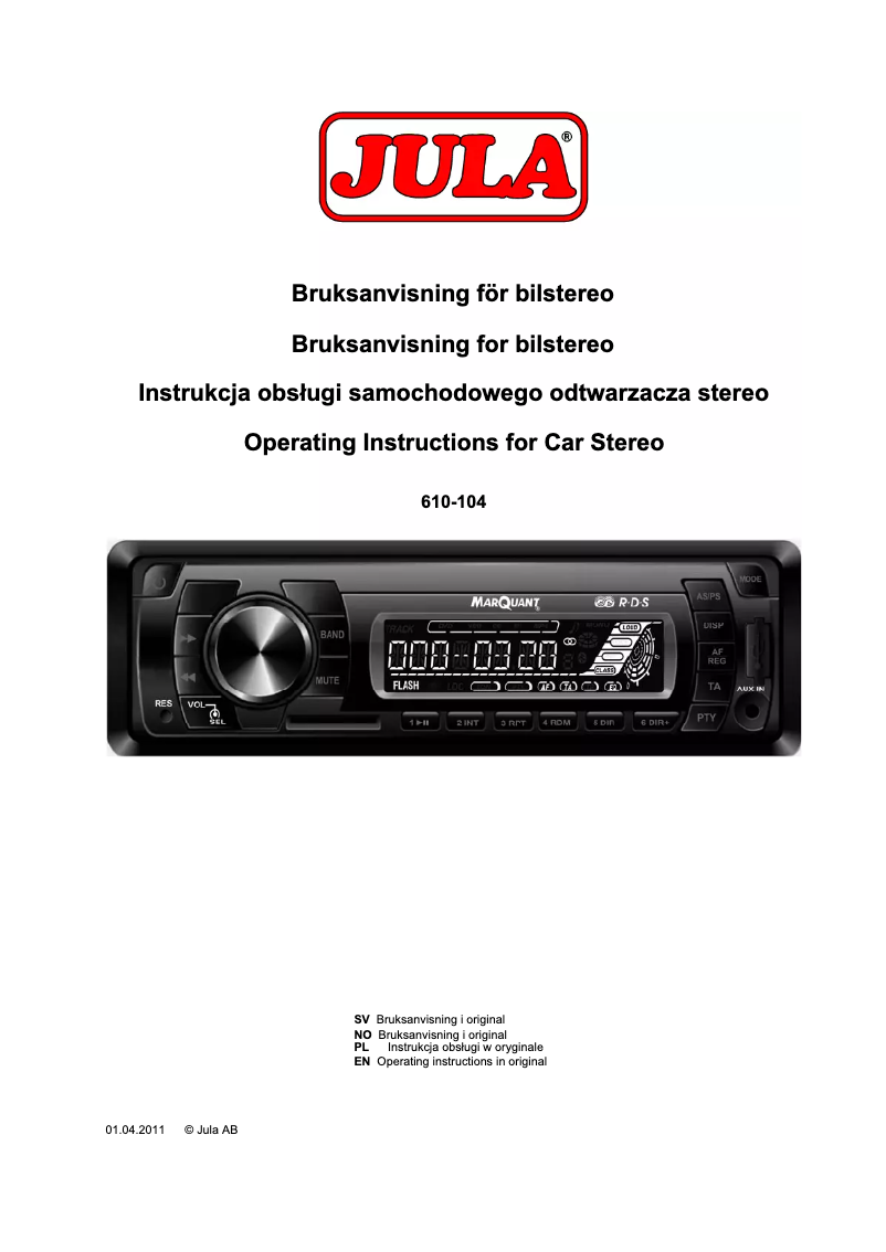 Imagen de la primera página del manual del dispositivo 610-104