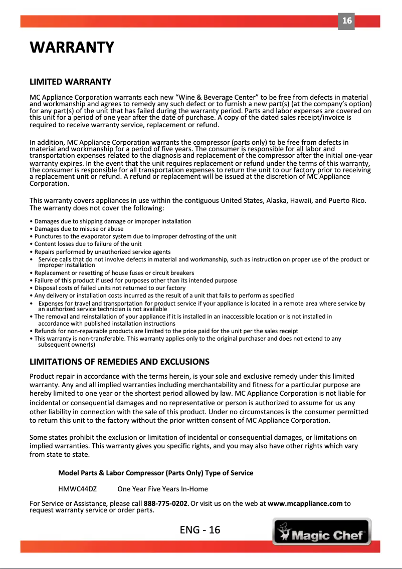 Imagen de la primera página del manual del dispositivo HMWC44DZ