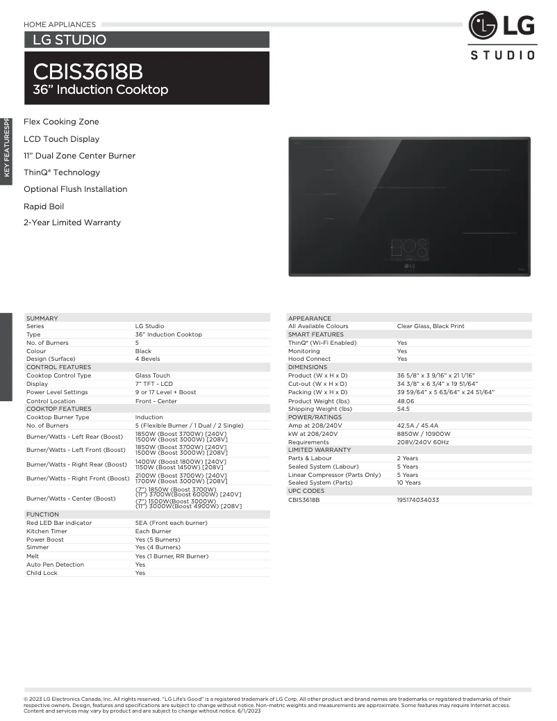 Imagen de la primera página del manual del dispositivo CBIS3618B