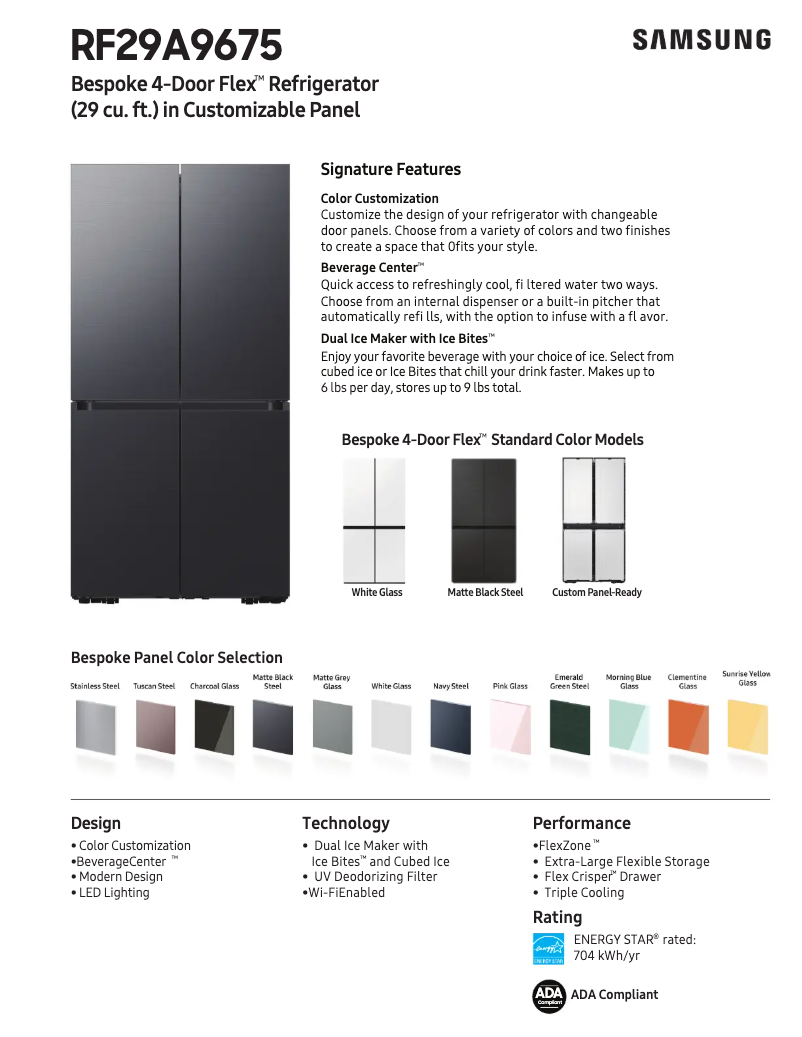 Página 1 del manual Ficha técnica Samsung RF29A9675AP