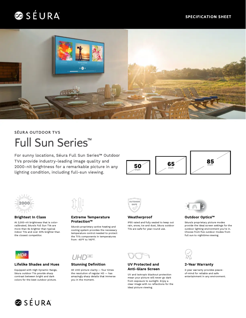 Página nº 1 - Ficha técnica Seura Full Sun UB4-50