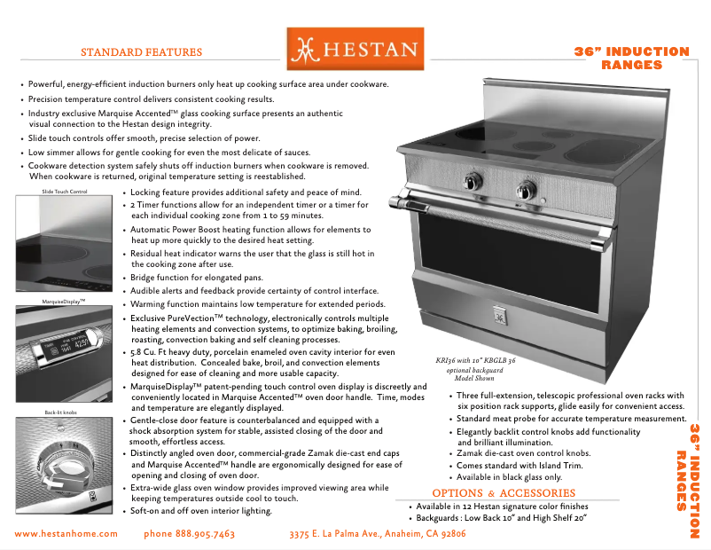 Página 1 del manual Ficha técnica Hestan KRI36-BK
