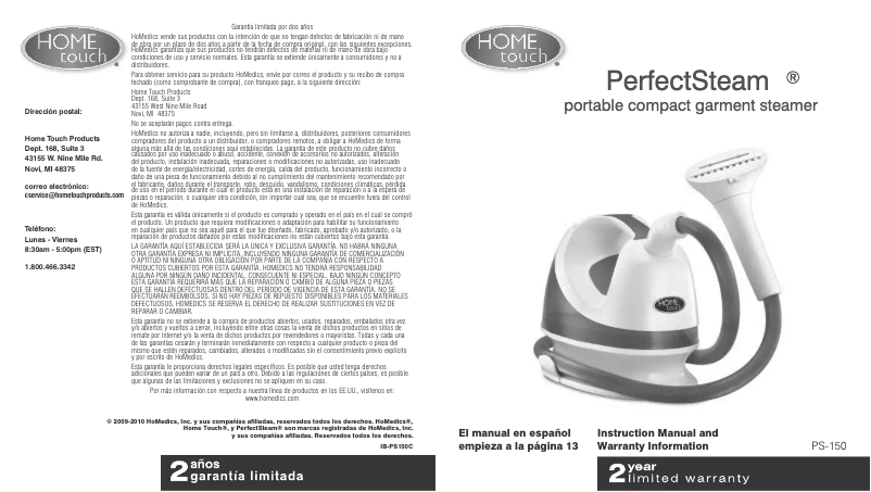 Página 1 del manual Manual de usuario Home Touch PS-150