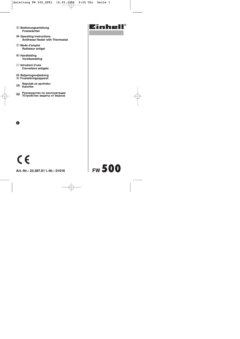 Imagen de la primera página del manual del dispositivo FW 500