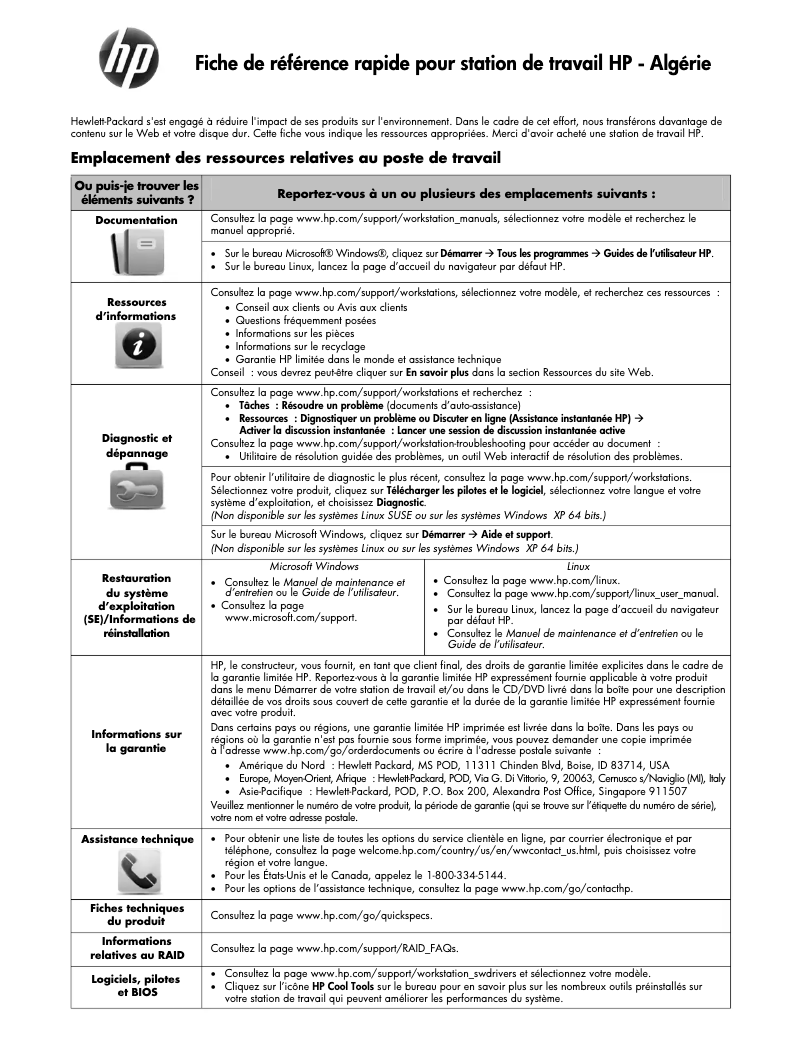Página 1 del manual Guía de inicio rápido HP Z800