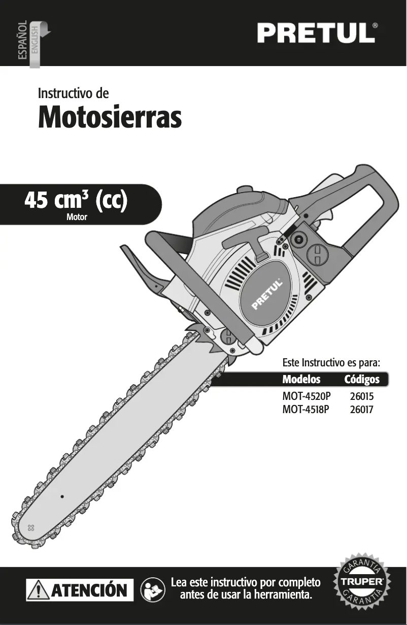 Página 1 del manual Manual de usuario Truper MOT-4518P