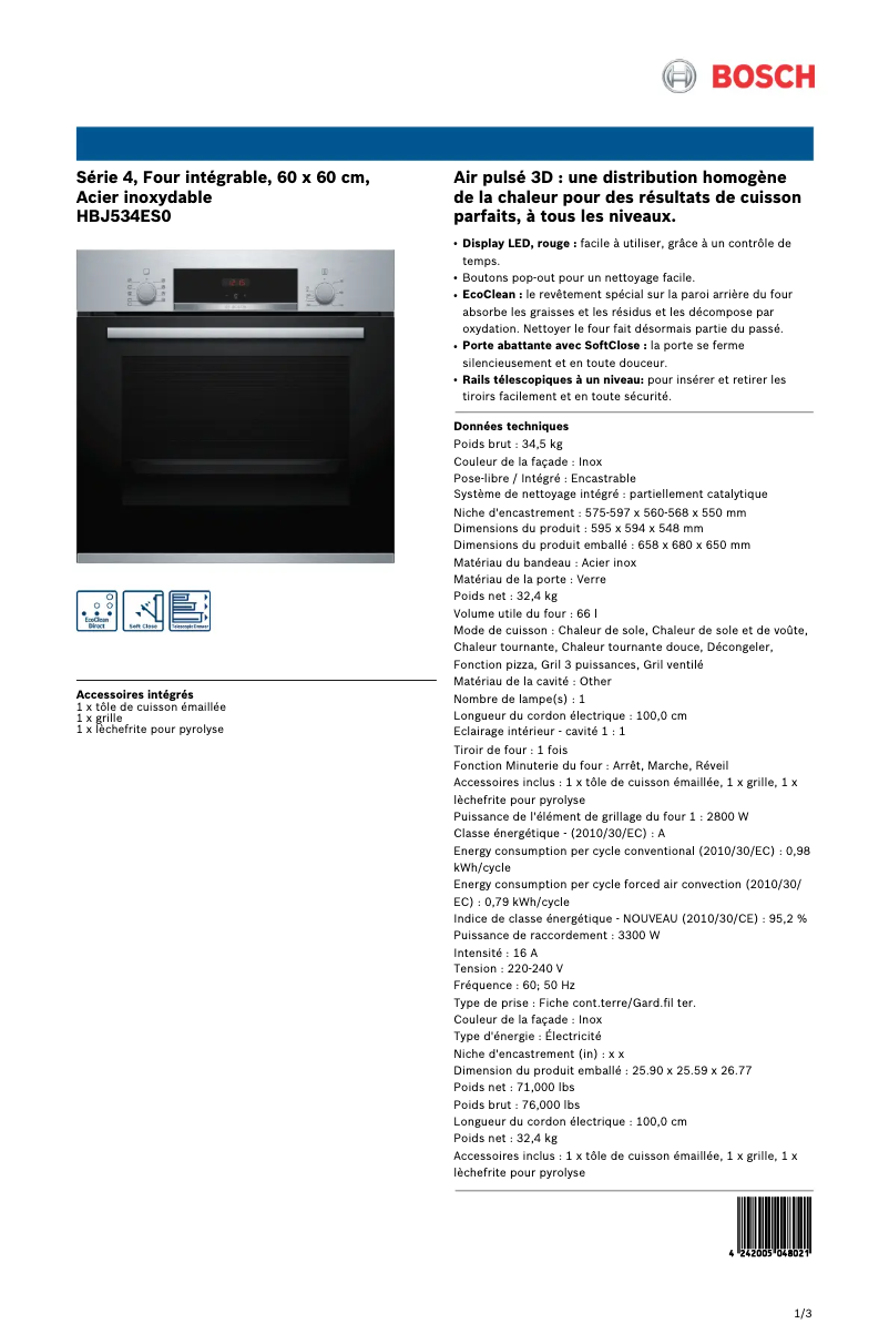 Imagen de la primera página del manual del dispositivo HBJ534ES0