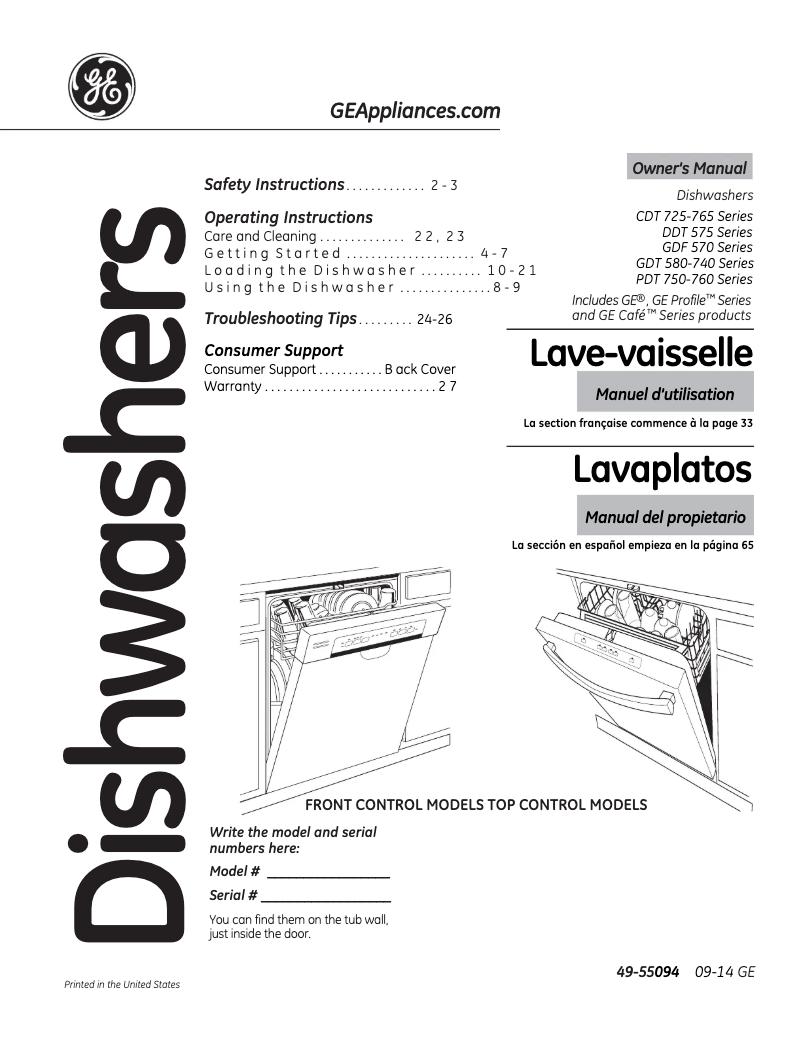 Página 1 del manual Manual de instrucciones GE GDT720SGFWW