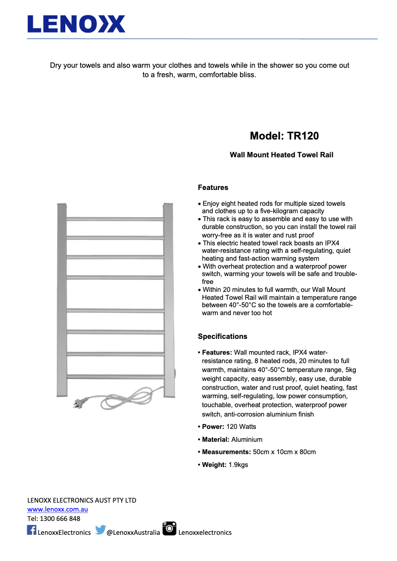 Página 1 del manual Manual de usuario Lenoxx TR120