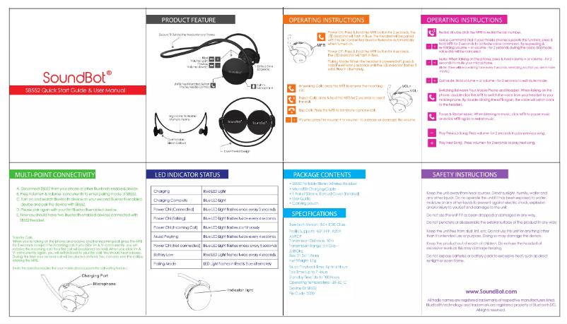 Imagen de la primera página del manual del dispositivo SB552