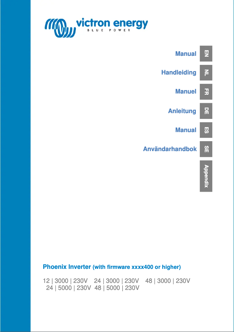 Imagen de la primera página del manual del dispositivo Phoenix Inverter 12/3000 230V