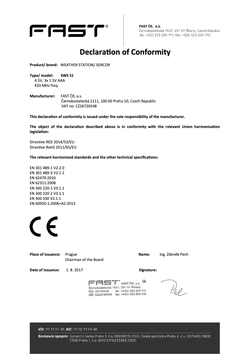 Imagen de la primera página del manual del dispositivo SWS 51 B