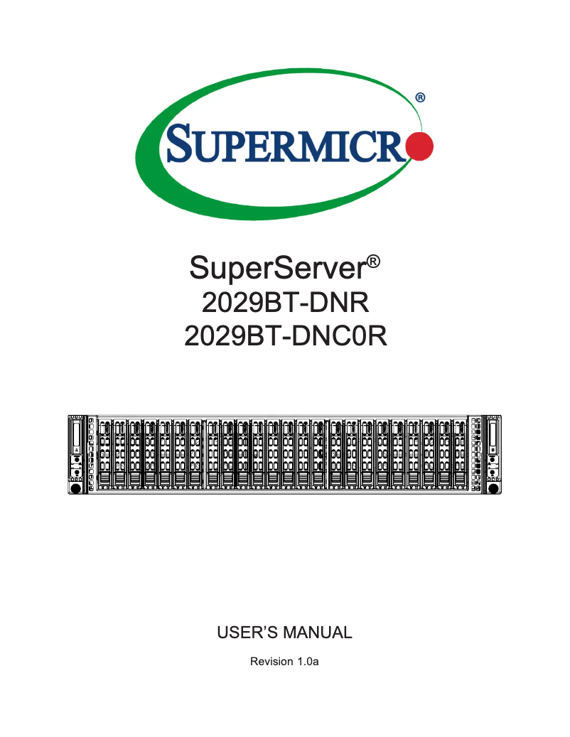 Imagen de la primera página del manual del dispositivo SuperServer 2029BT-DNC0R