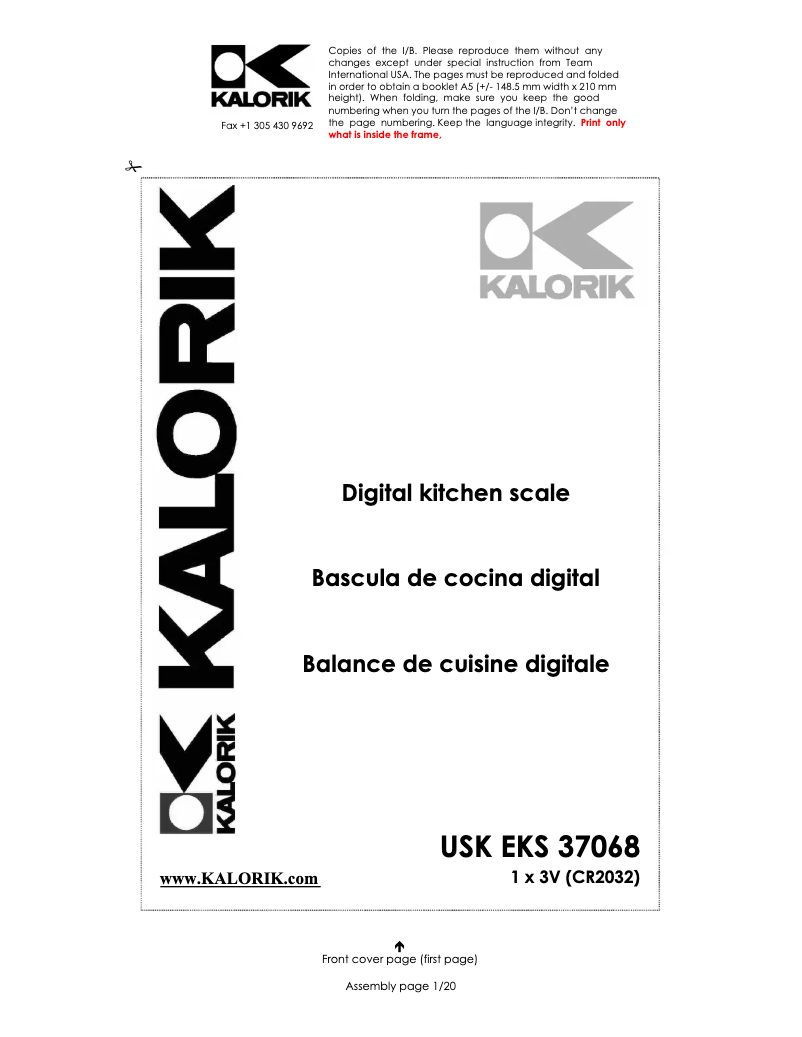 Página nº 1 - Manual de usuario Kalorik EKS 37068