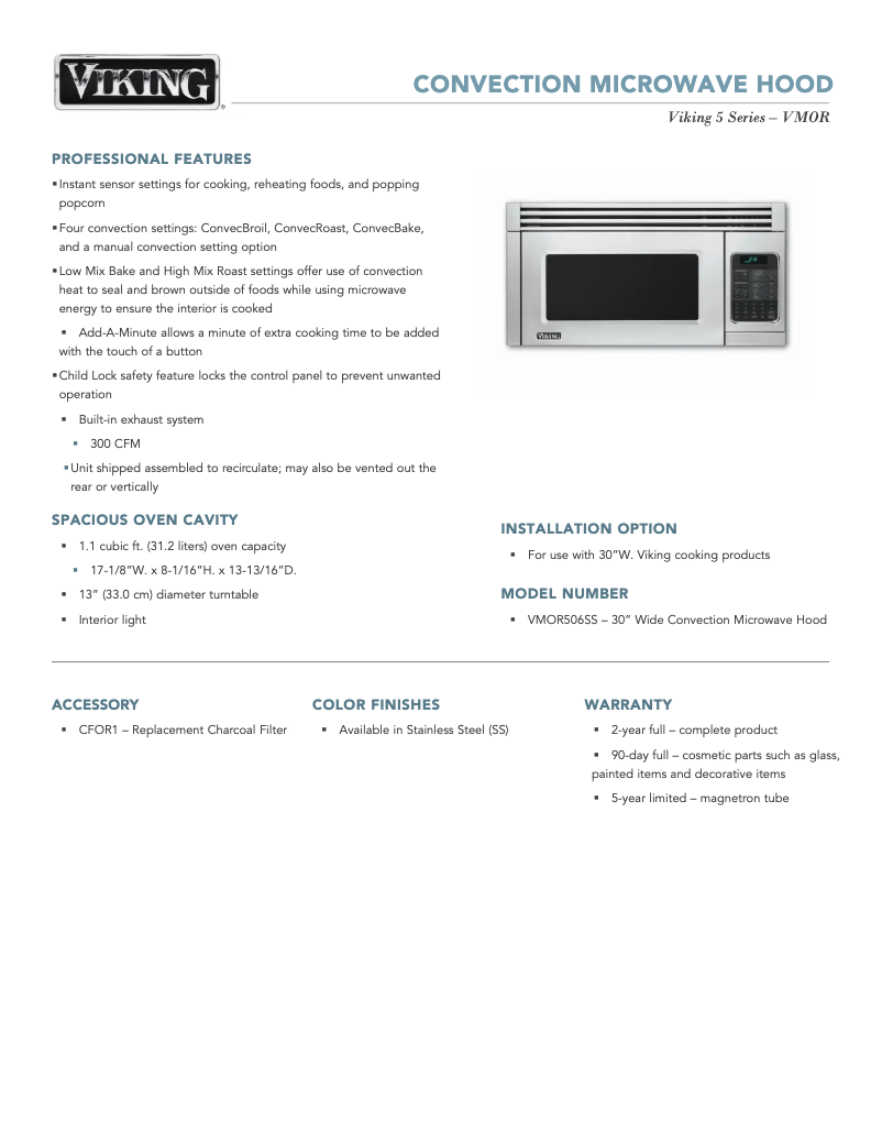 Imagen de la primera página del manual del dispositivo VMOR506SS