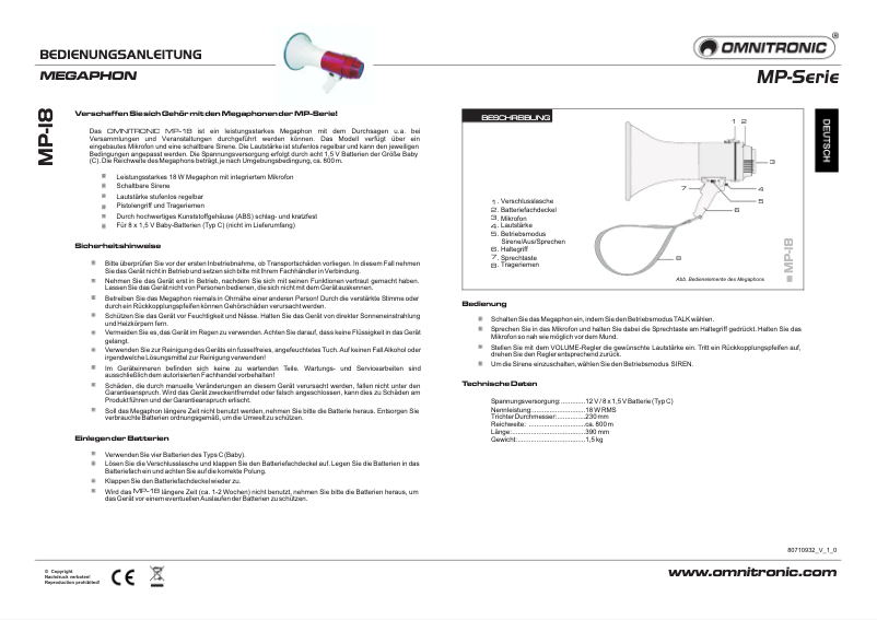 Imagen de la primera página del manual del dispositivo MP-18