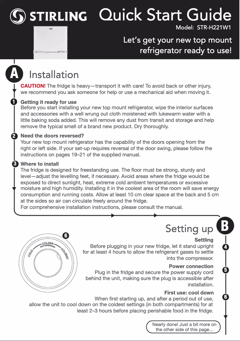 Página 1 del manual Guía de inicio rápido Stirling STR-H221W1