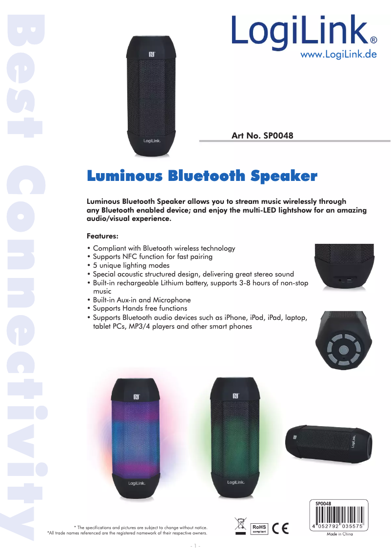 Imagen de la primera página del manual del dispositivo SP0048