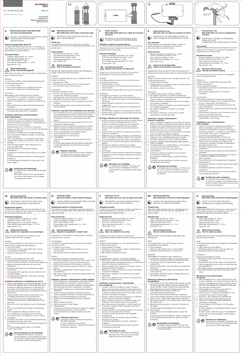 Imagen de la primera página del manual del dispositivo SELFIEMINI3.5