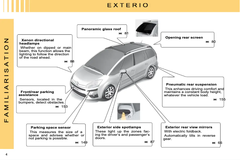 Imagen de la primera página del manual del dispositivo C4 Picasso (2009)