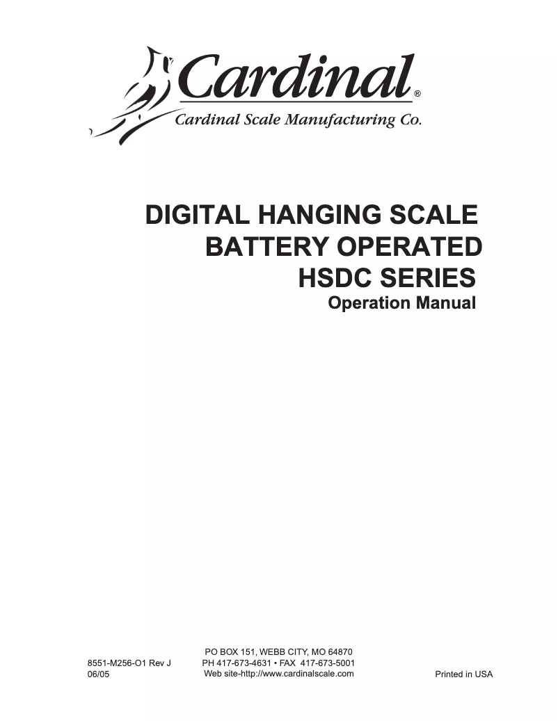Página 1 del manual Manual de usuario Cardinal Detecto HSDC-100KG