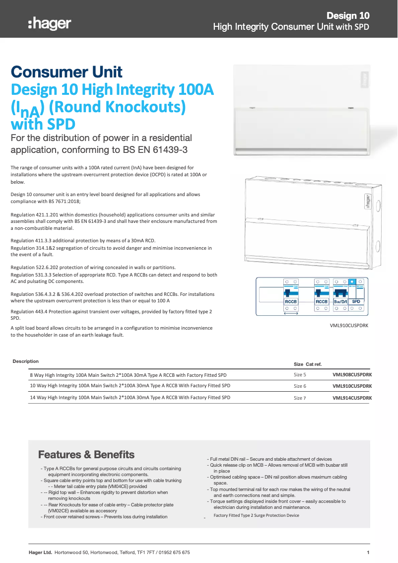 Imagen de la primera página del manual del dispositivo VML908CUSPDRK