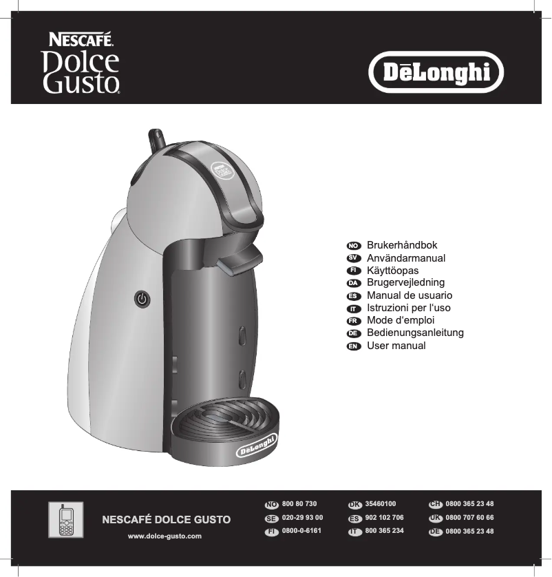 Página 1 del manual Manual de usuario DeLonghi Nescafé Dolce Gusto Piccolo EDG 100.W