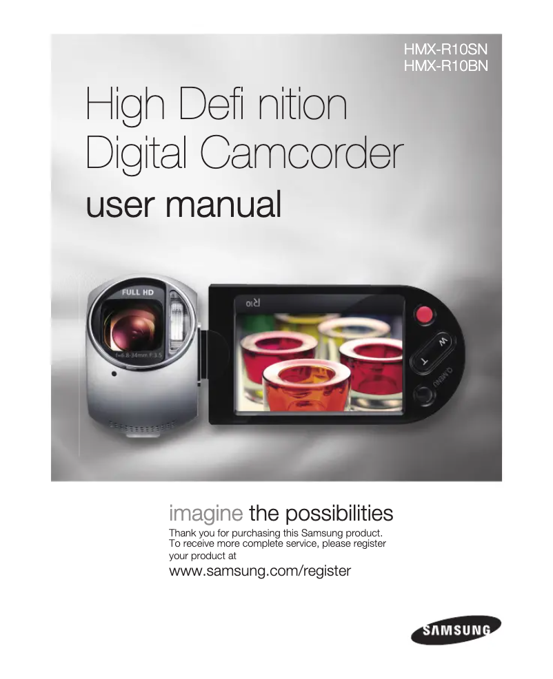 Imagen de la primera página del manual del dispositivo HMX-R10