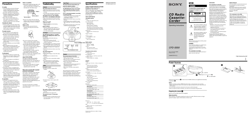 Imagen de la primera página del manual del dispositivo CFD-S550