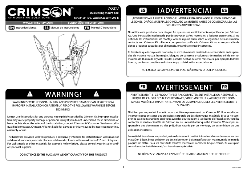 Página 1 del manual Manual de usuario Crimson C55DV