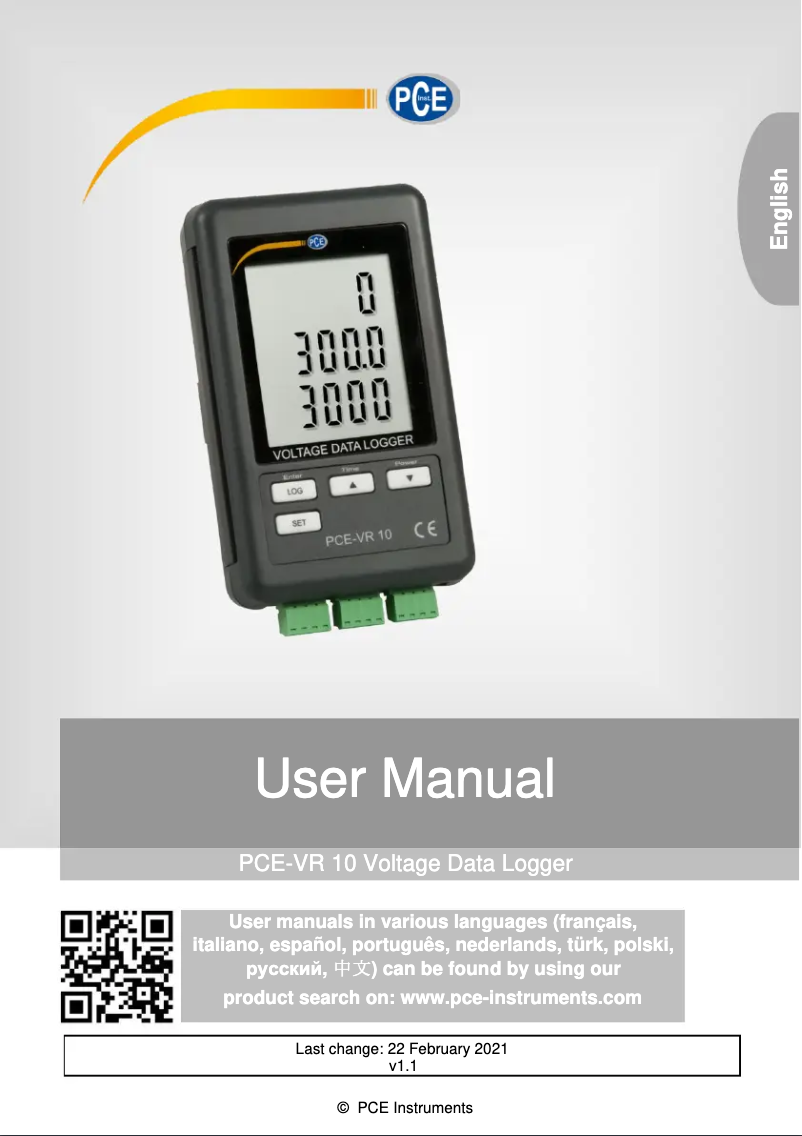 Imagen de la primera página del manual del dispositivo PCE-VR 10