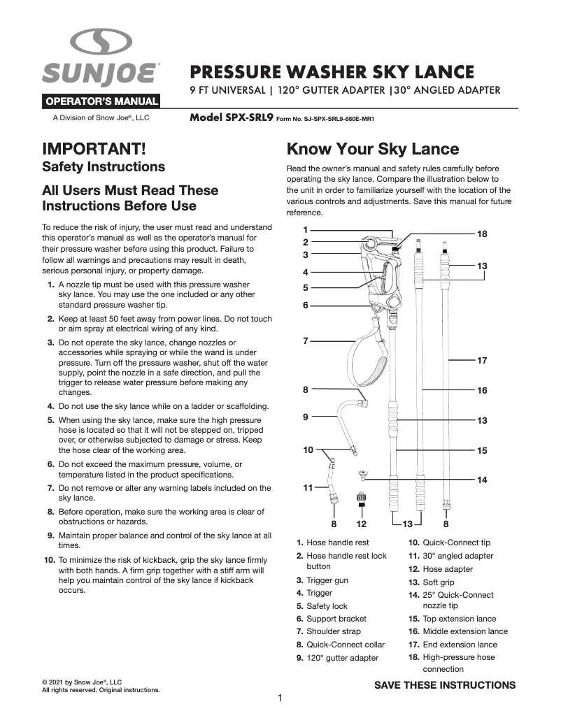 Imagen de la primera página del manual del dispositivo SPX-SRL9