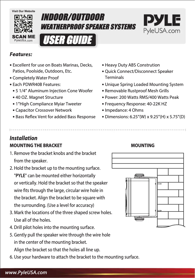 Página 1 del manual Manual de usuario Pyle PDWR40B
