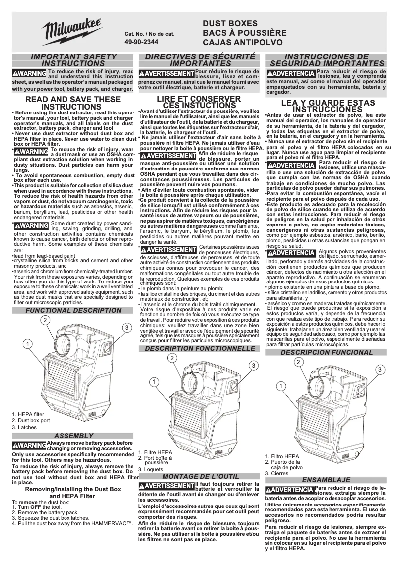 Página 1 del manual Manual de usuario Milwaukee 49-90-2344