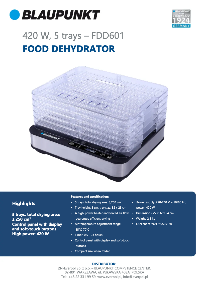 Imagen de la primera página del manual del dispositivo FDD601