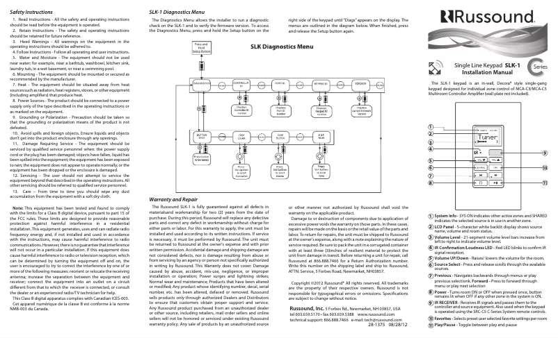 Imagen de la primera página del manual del dispositivo SLK-1