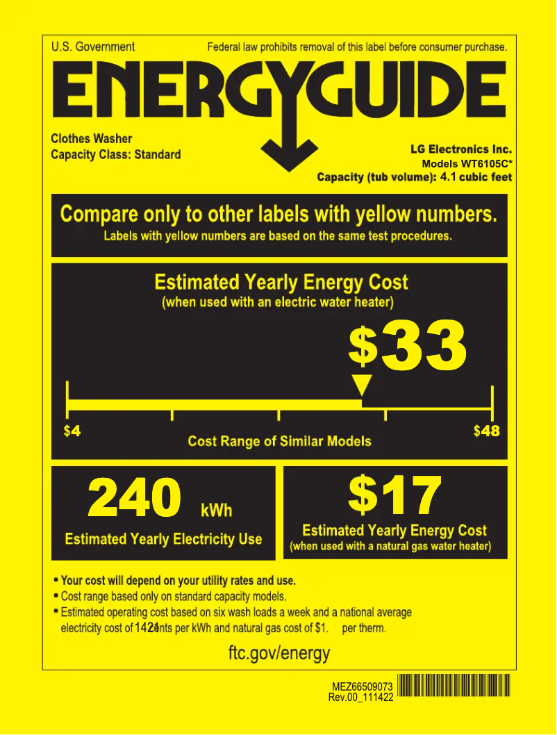 Página 1 del manual Etiqueta energética LG WT6105CM