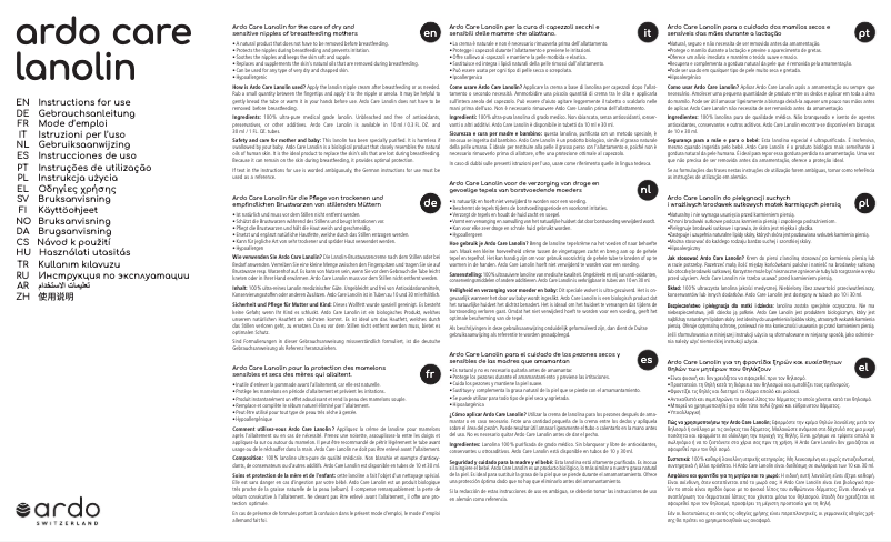 Imagen de la primera página del manual del dispositivo Care Lanolin