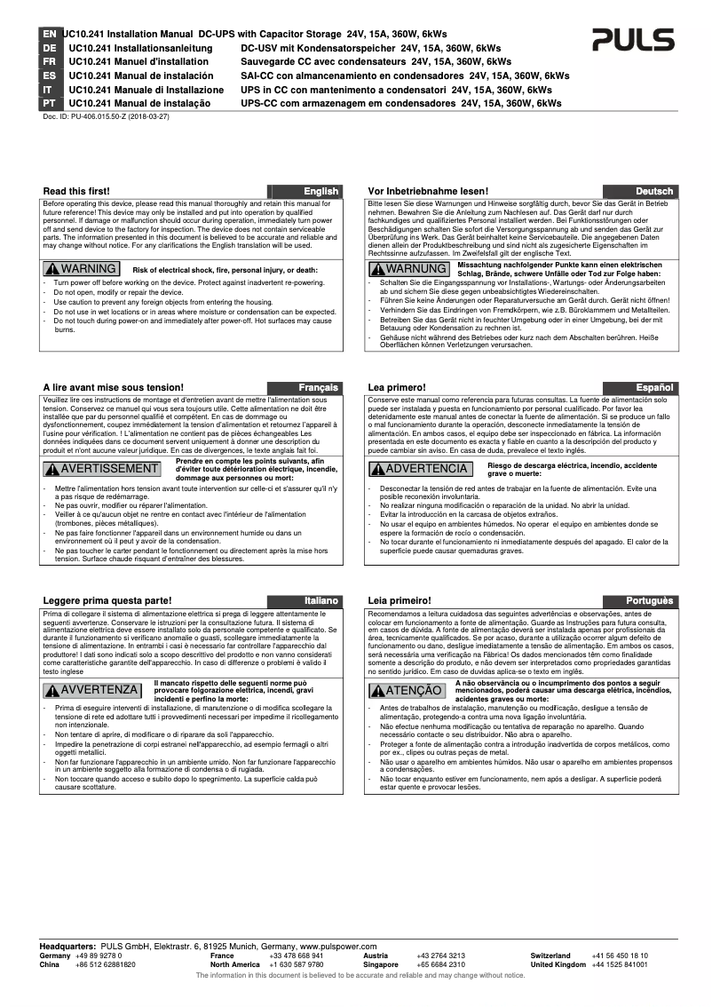 Imagen de la primera página del manual del dispositivo DIMENSION UC10.241