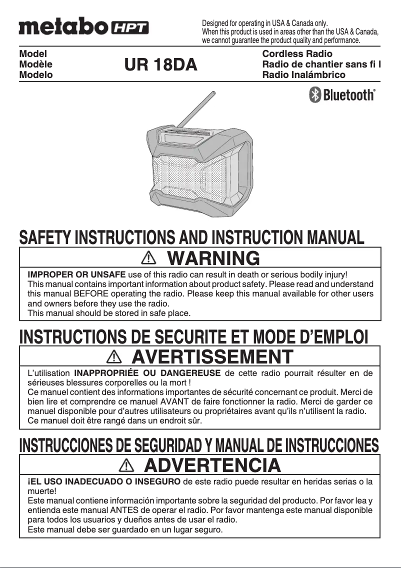 Página 1 del manual Manual de usuario Metabo UR18DA