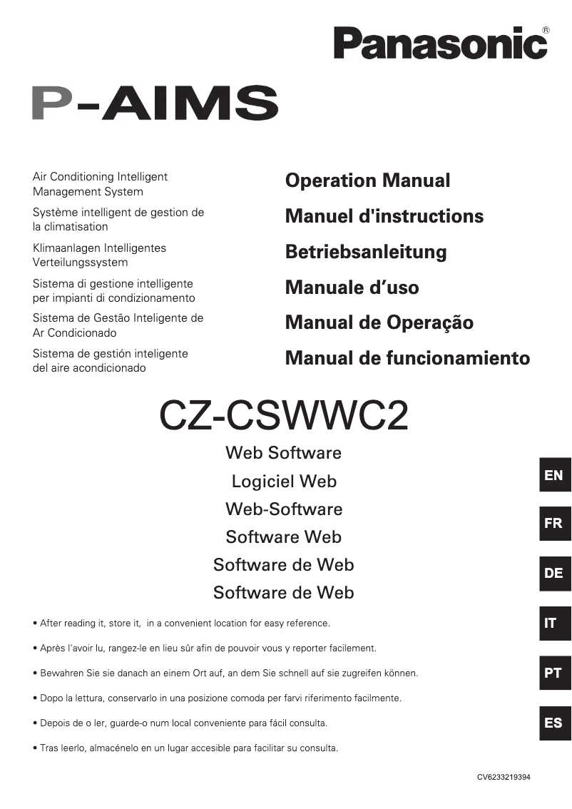 Página 1 del manual Manual de usuario Panasonic CZ-CSWWC2