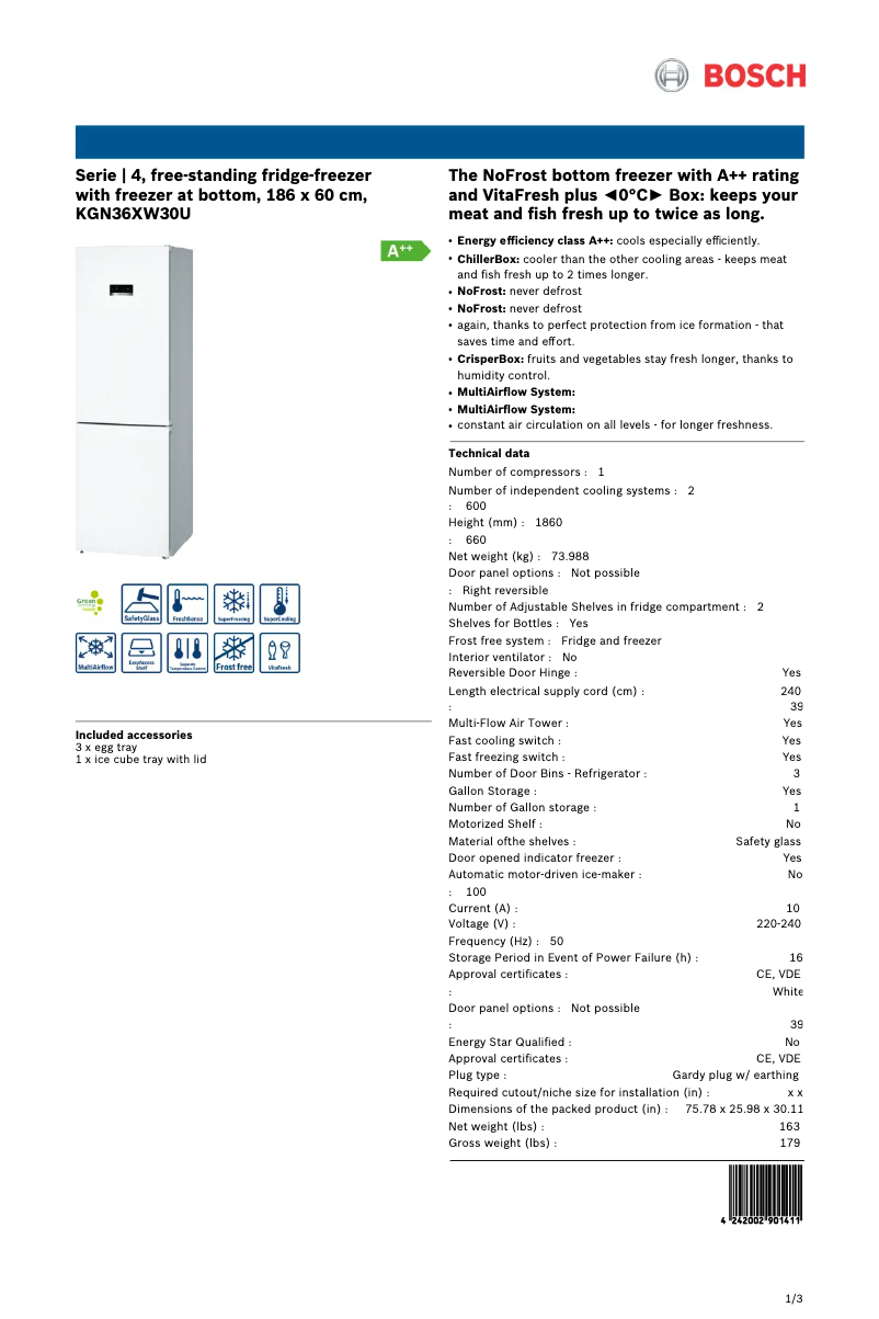 Imagen de la primera página del manual del dispositivo KGN36XW30U