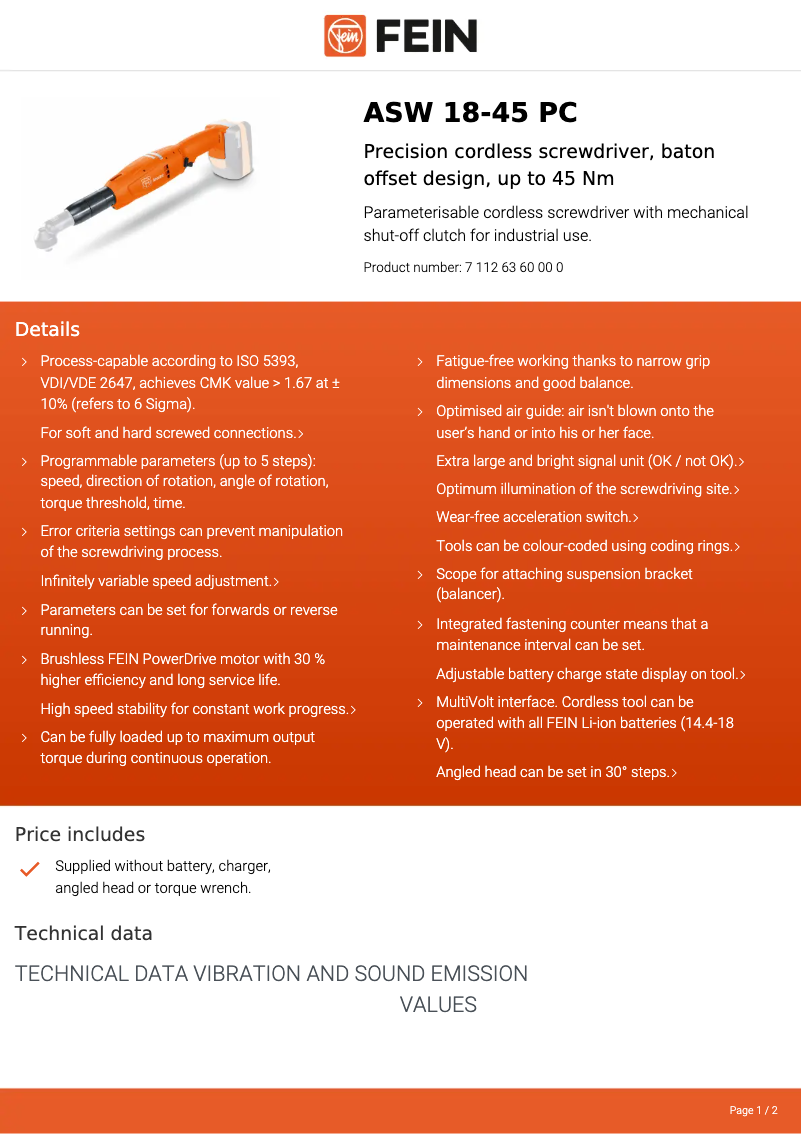 Imagen de la primera página del manual del dispositivo ASW 18-45 PC