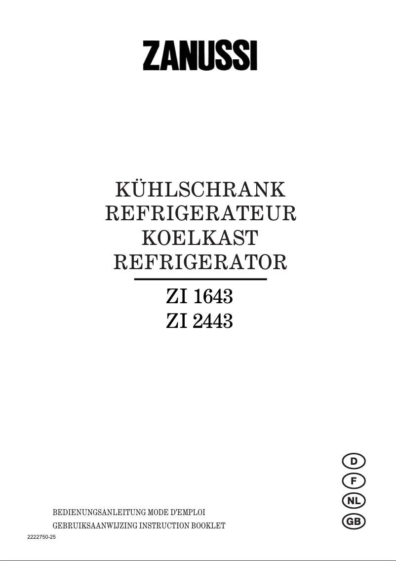 Página nº 1 - Manual de usuario Zanussi ZI 1643