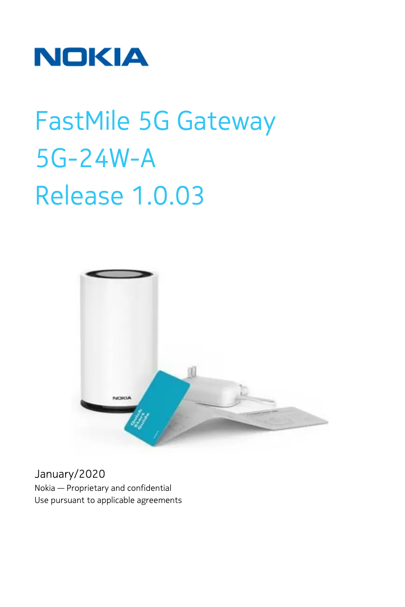 Imagen de la primera página del manual del dispositivo FastMile 5G Gateway
