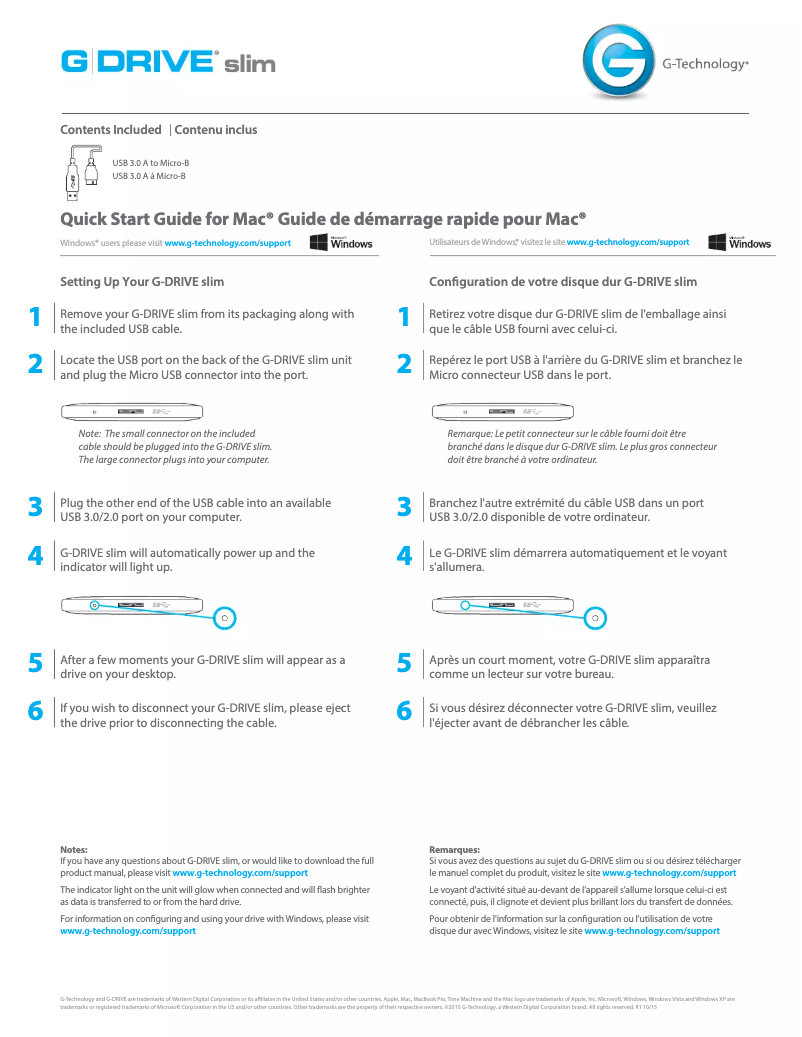 Imagen de la primera página del manual del dispositivo G-DRIVE slim