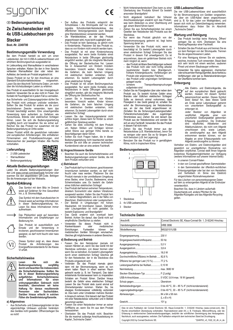 Página 1 del manual Manual de usuario Sygonix MGQ0101USB