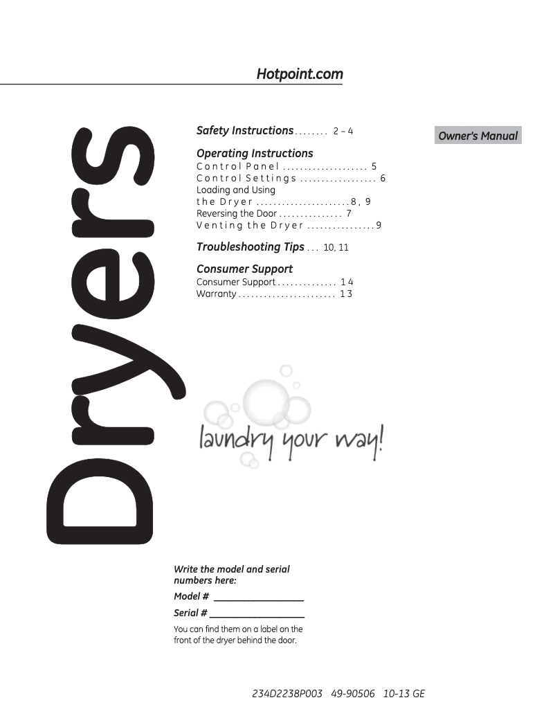 Imagen de la primera página del manual del dispositivo HTDP120GDWW