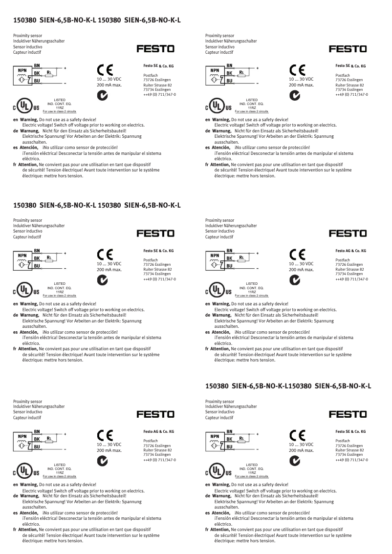 Página 1 del manual Manual de usuario Festo SIEN-6,5B-NO-K-L